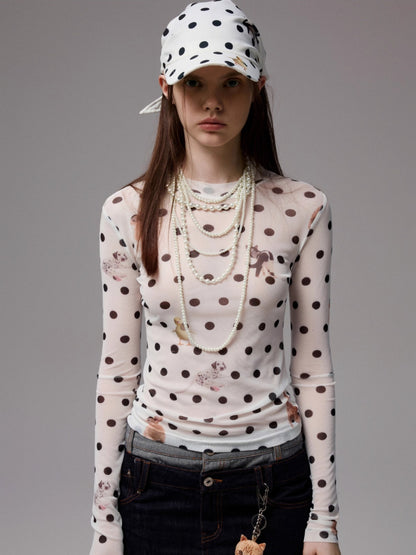 Polka Dot Pet Print Headscarf Baseball Cap