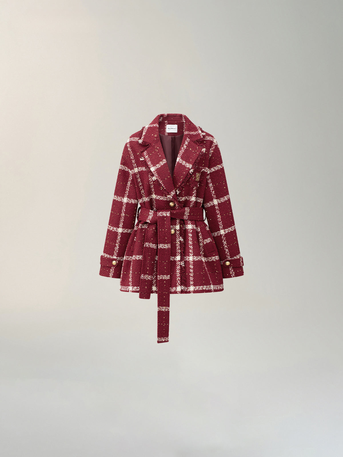 Oversized Woolen Checkered Coat