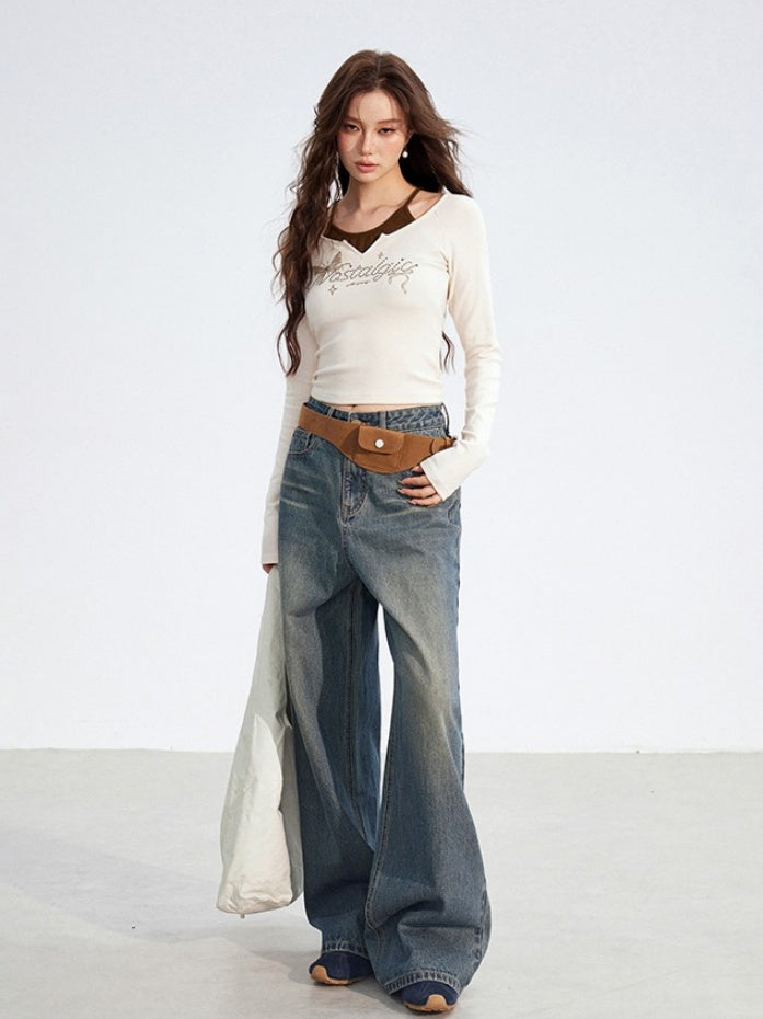 Butterfly Print Layered Slim-Fit T-Shirts