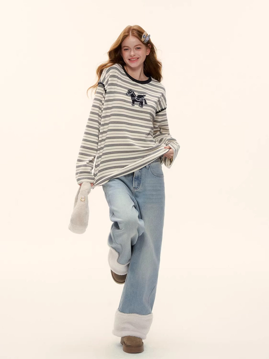 Straight-Leg Wide Denim Pants