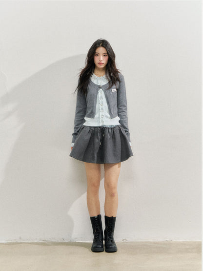 Lace Collar Fake Two-piece Cardigan - CHINASQUAD