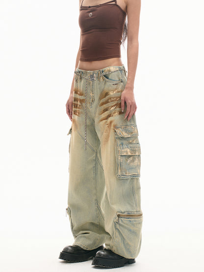 3D Shaped Low Waist Loose Jeans