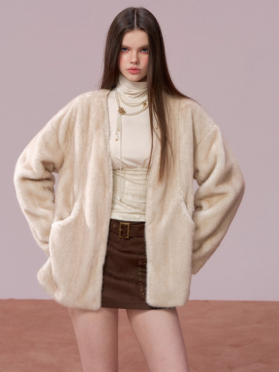 Ombre Faux Fur Statement Jacket