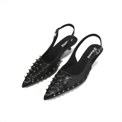 Punk Grunge Studded Pointed-Toe Flats