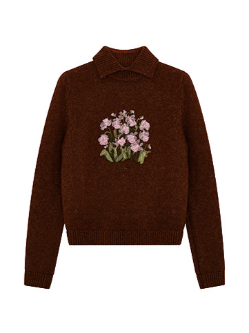 Gray &amp; Brown Embroidered Knit Turtlenecks