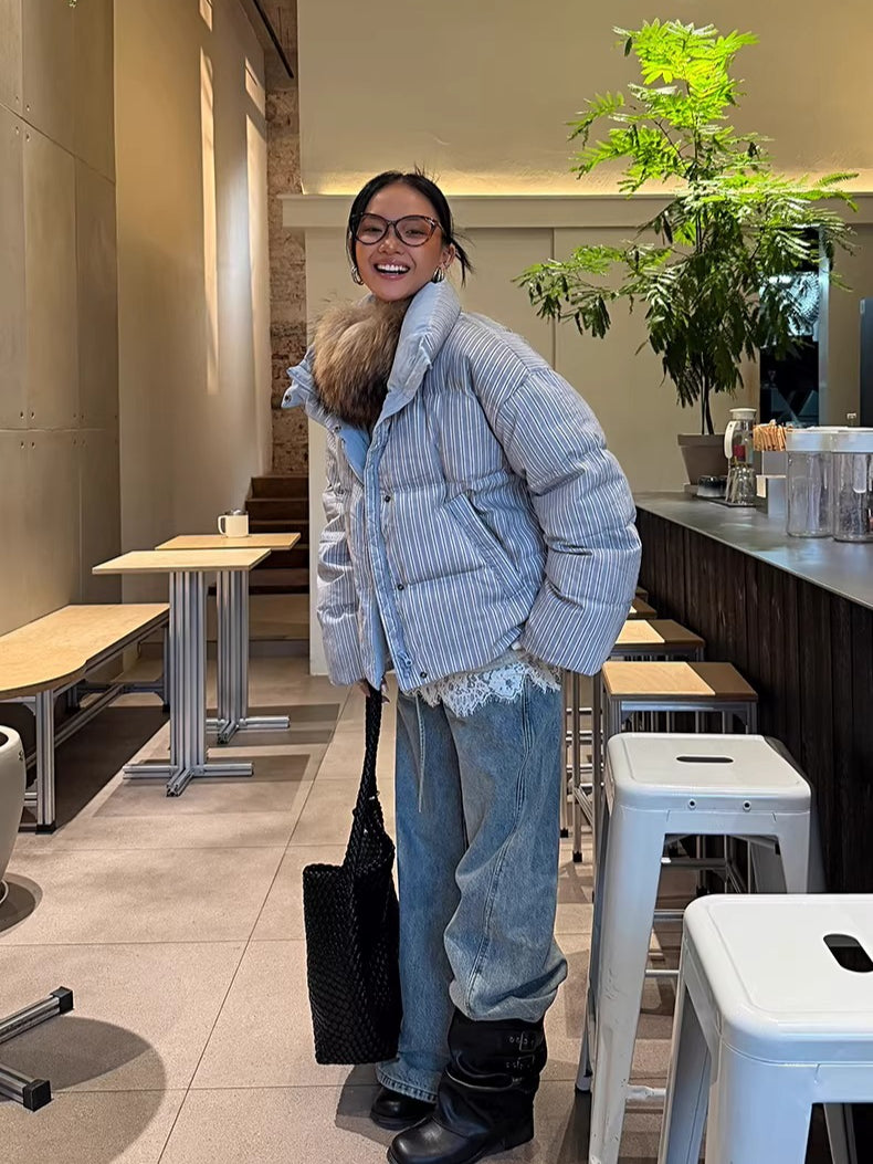 Spray-Dyed Panelled Down Jacket