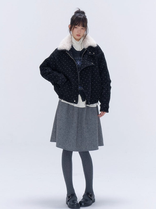 Wool-Blend High-Waist Midi Skirt