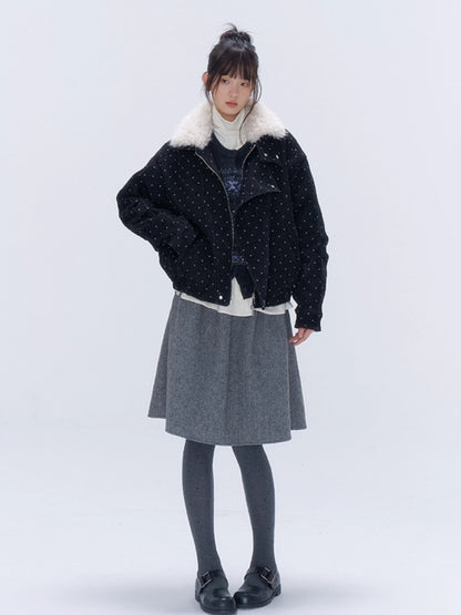 Wool-Blend High-Waist Midi Skirt