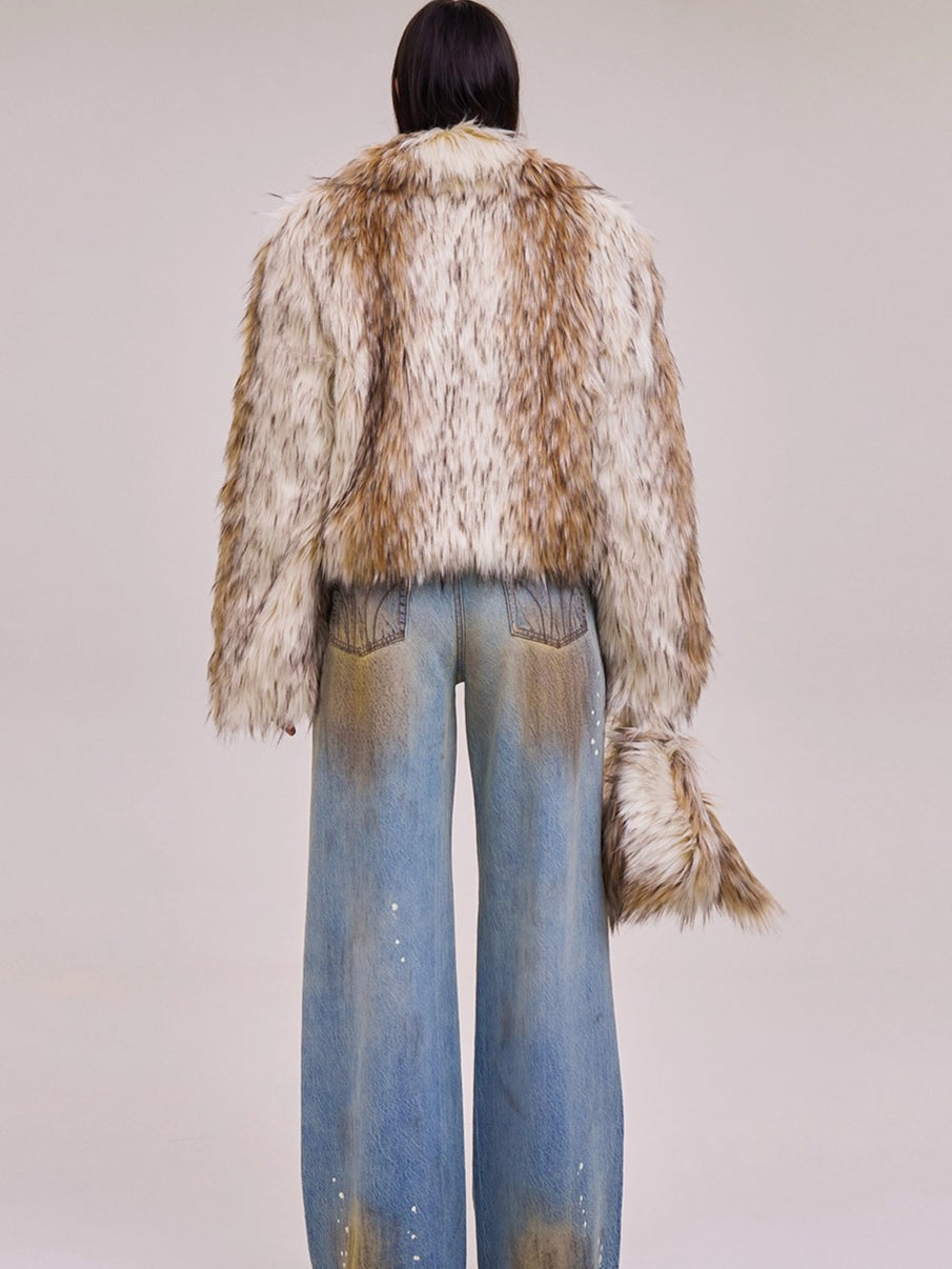 Cross Relic Wilderness Hunter Cropped Faux Fur Jacket