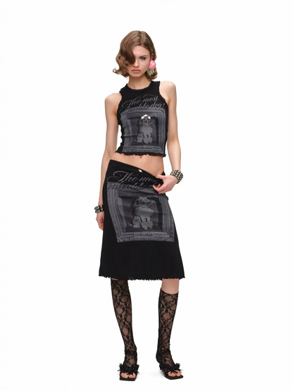 Vintage Frame Dog Print Tank &amp; Midi Skirt Set 1Jinn Studio