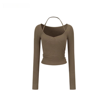 Halterneck Modal Long-Sleeve T-Shirt