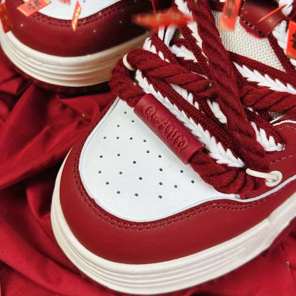 Burgundy Low-Top Casual Sneakers
