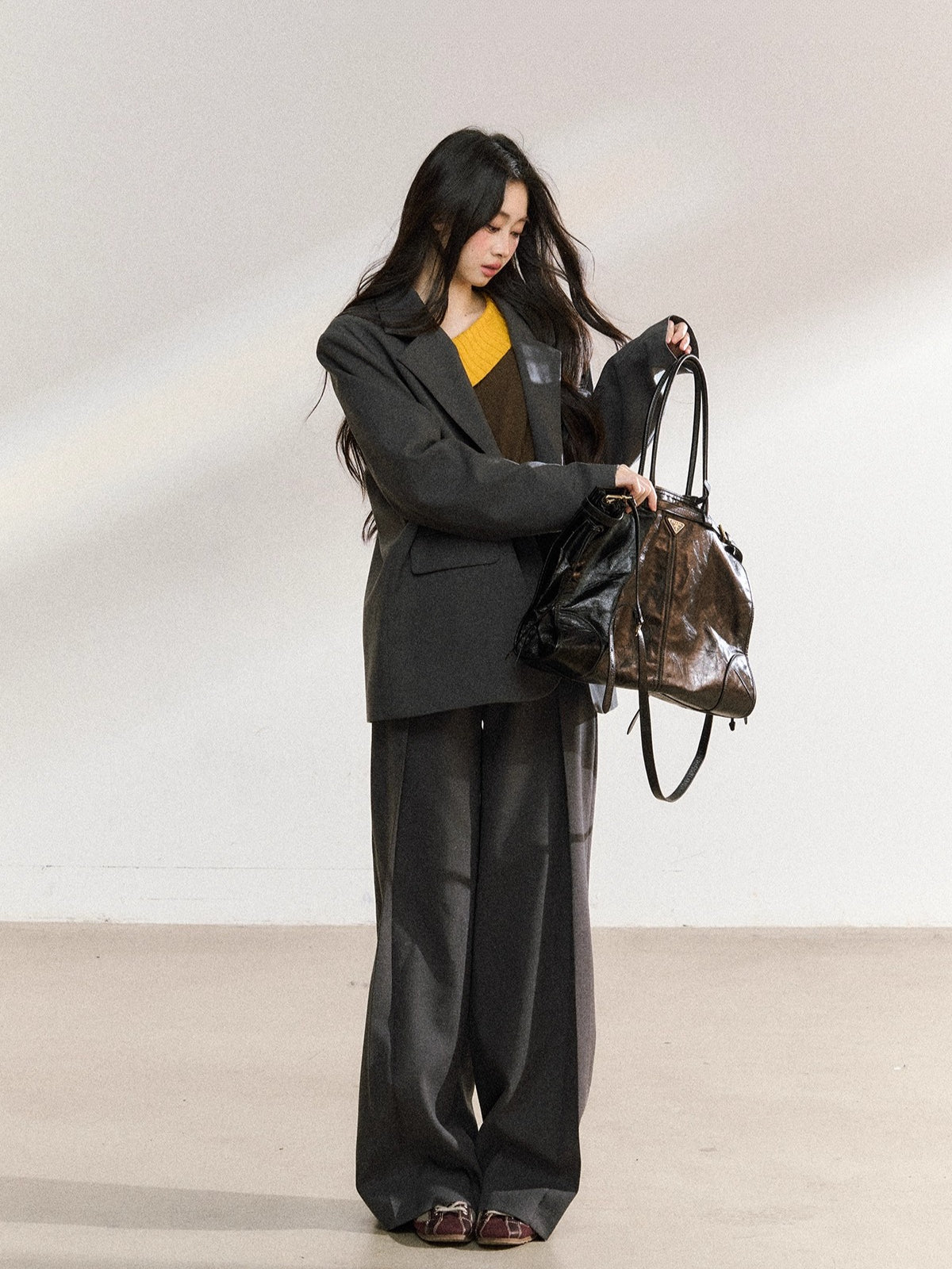 Charcoal Tailored Oversized Blazer