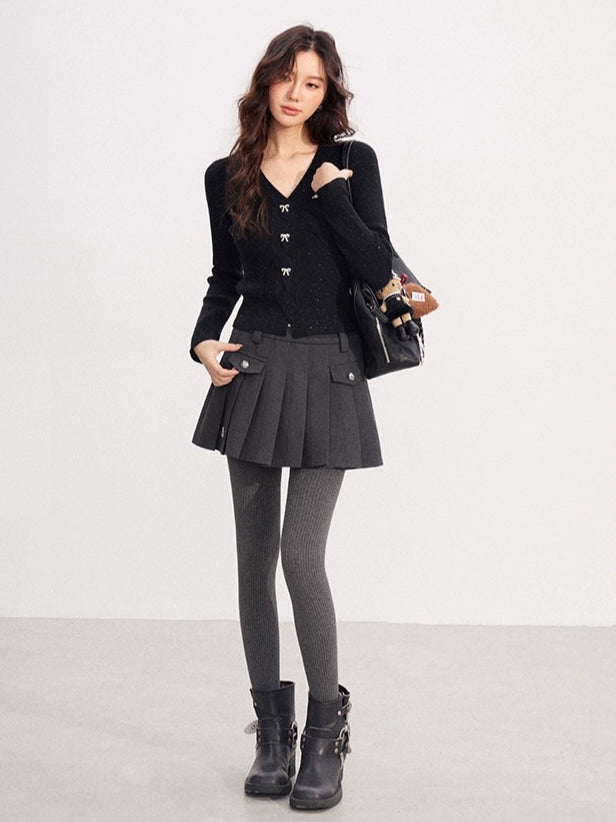 Shimmer Soft-Touch Knit V-Neck