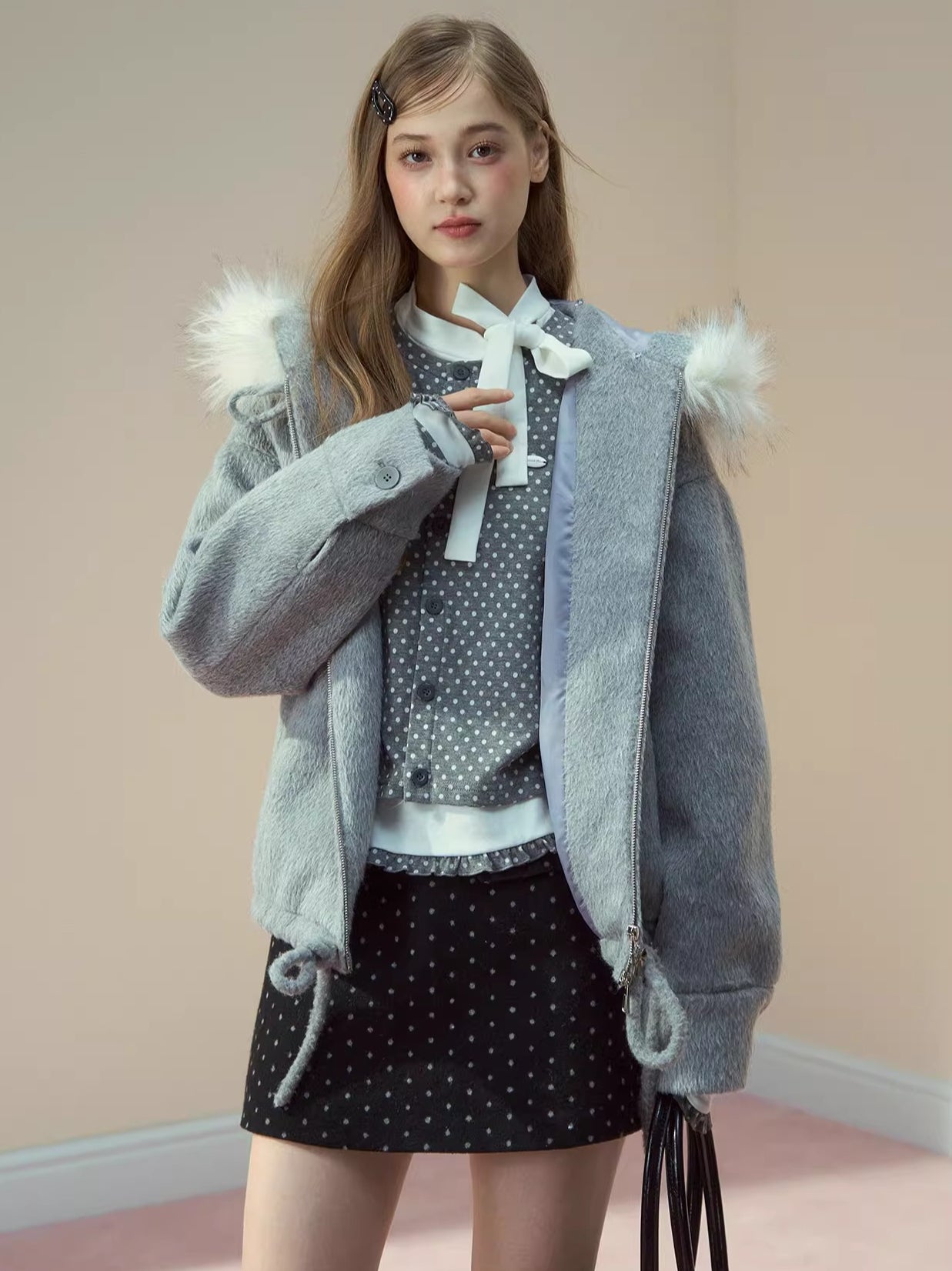 Rose Hooded Wool-Blend Jacket