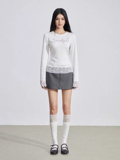 Rhinestone Lace Long Sleeve Base Layer