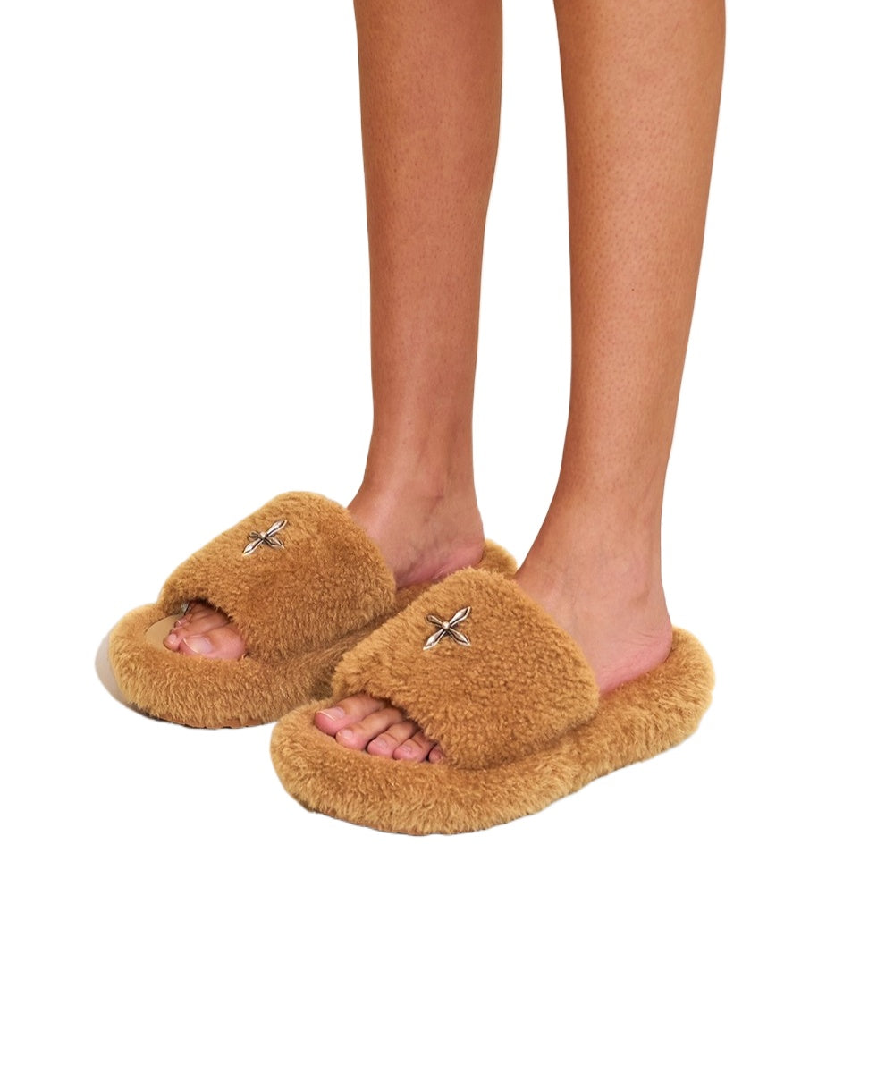 SMFK Fuzzy Platform Black Edition Slide Sandals