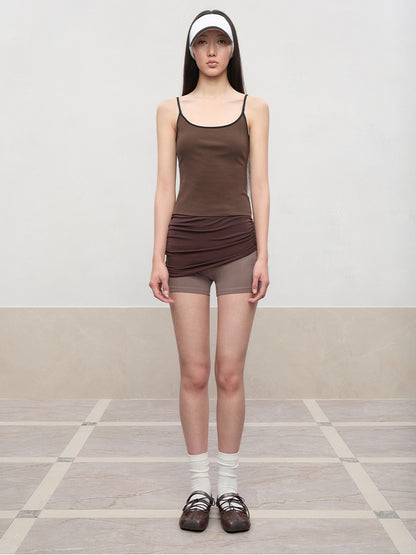 Color-Blocked and Pleated Low-Waist Shorts