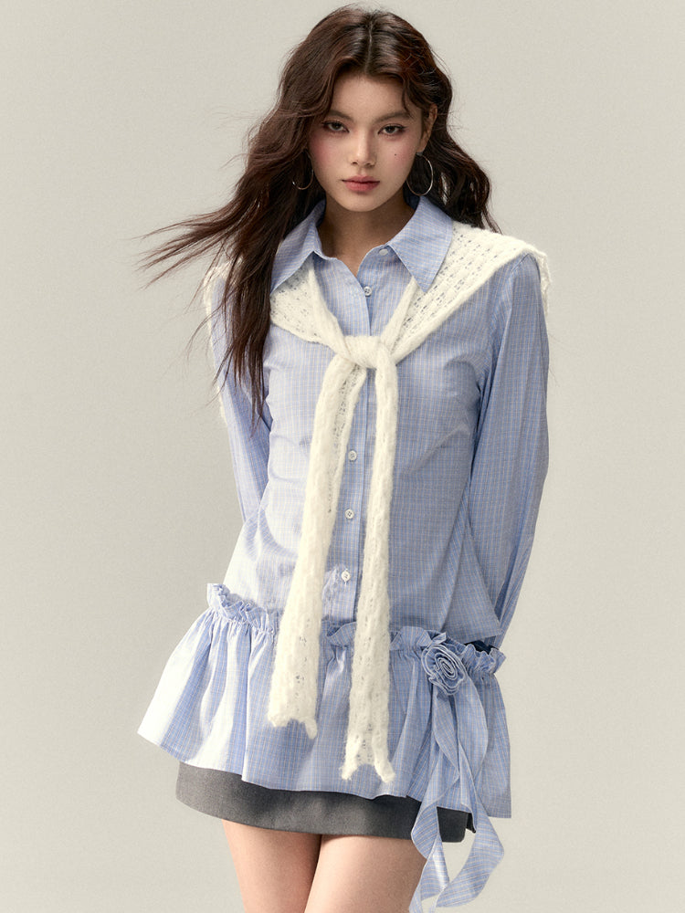 Removable Brooch Shirt Dress