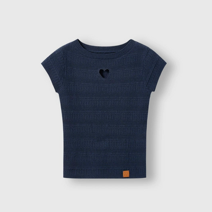 Heart-Cut Linen Blend Fitted Tee