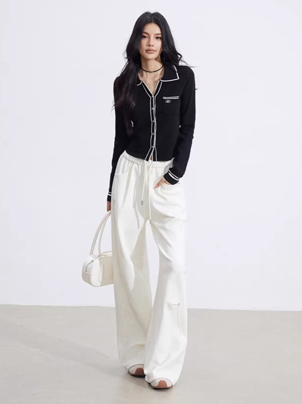 Color-Block Polo Collar Knit Base Layer