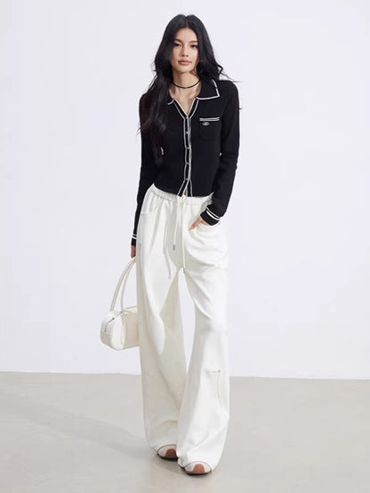 Color-Block Polo Collar Knit Base Layer