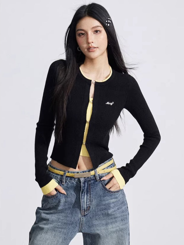 Contrast Layered Knit Slim Base Layer