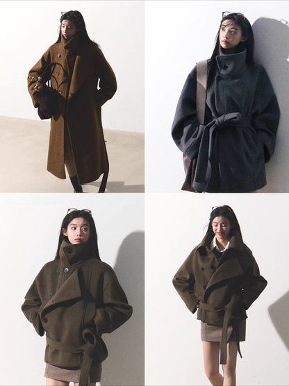 Heavyweight Wool Stand-Collar Short Coat