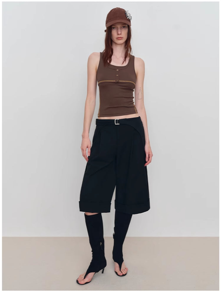 Fake Two-Piece U-Neck Camisole Tank Top