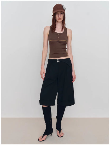 Fake Two-Piece U-Neck Camisole Tank Top