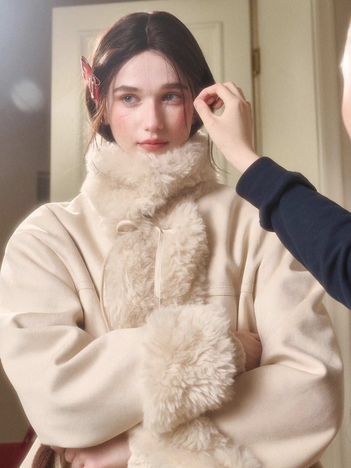 Travel Plan Shearling Fleece-Lined Stand Collar Jacket