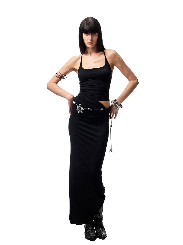 Hand-Woven Metal Flowers and Natural Stones Waist Chain - CHINASQUAD