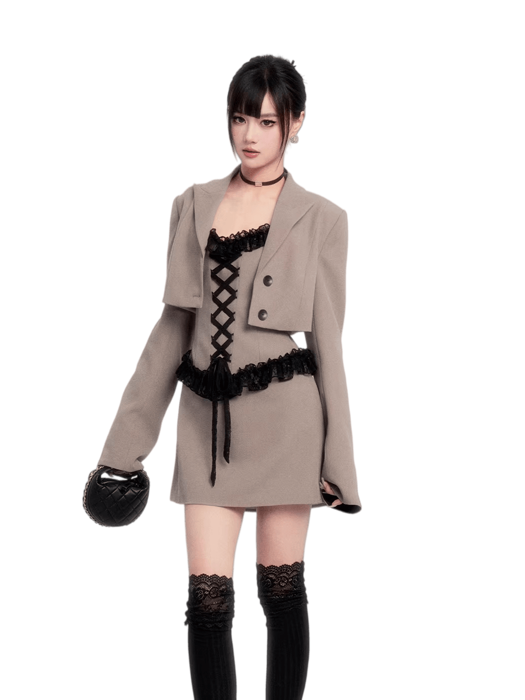 Lace Camisole Dress &amp; Cropped Blazer Set