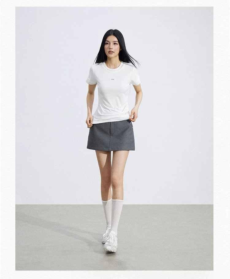 Asymmetric Layered Slim-Fit Short Sleeve T-Shirt