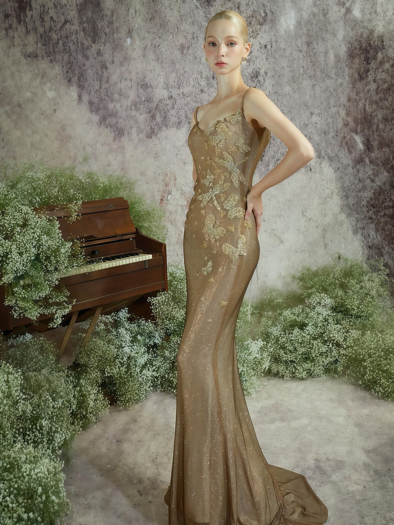 Aurelia Gold Embellished Mermaid Gown
