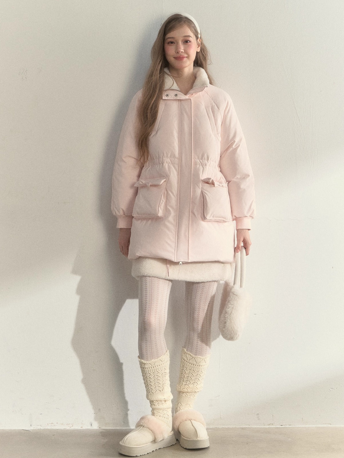 Blush Scarf-Hood Down Coat