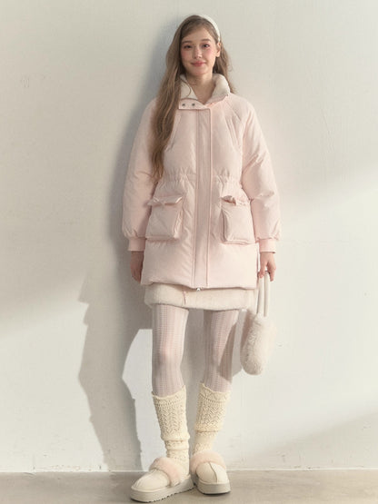 Blush Scarf-Hood Down Coat