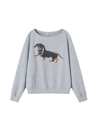 Pearl Dachshund Off-Shoulder Sweatshirt