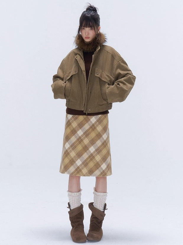 Vintage Washed Cotton Padded Workwear Jacket