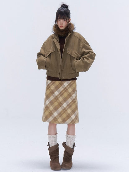 Vintage Washed Cotton Padded Workwear Jacket