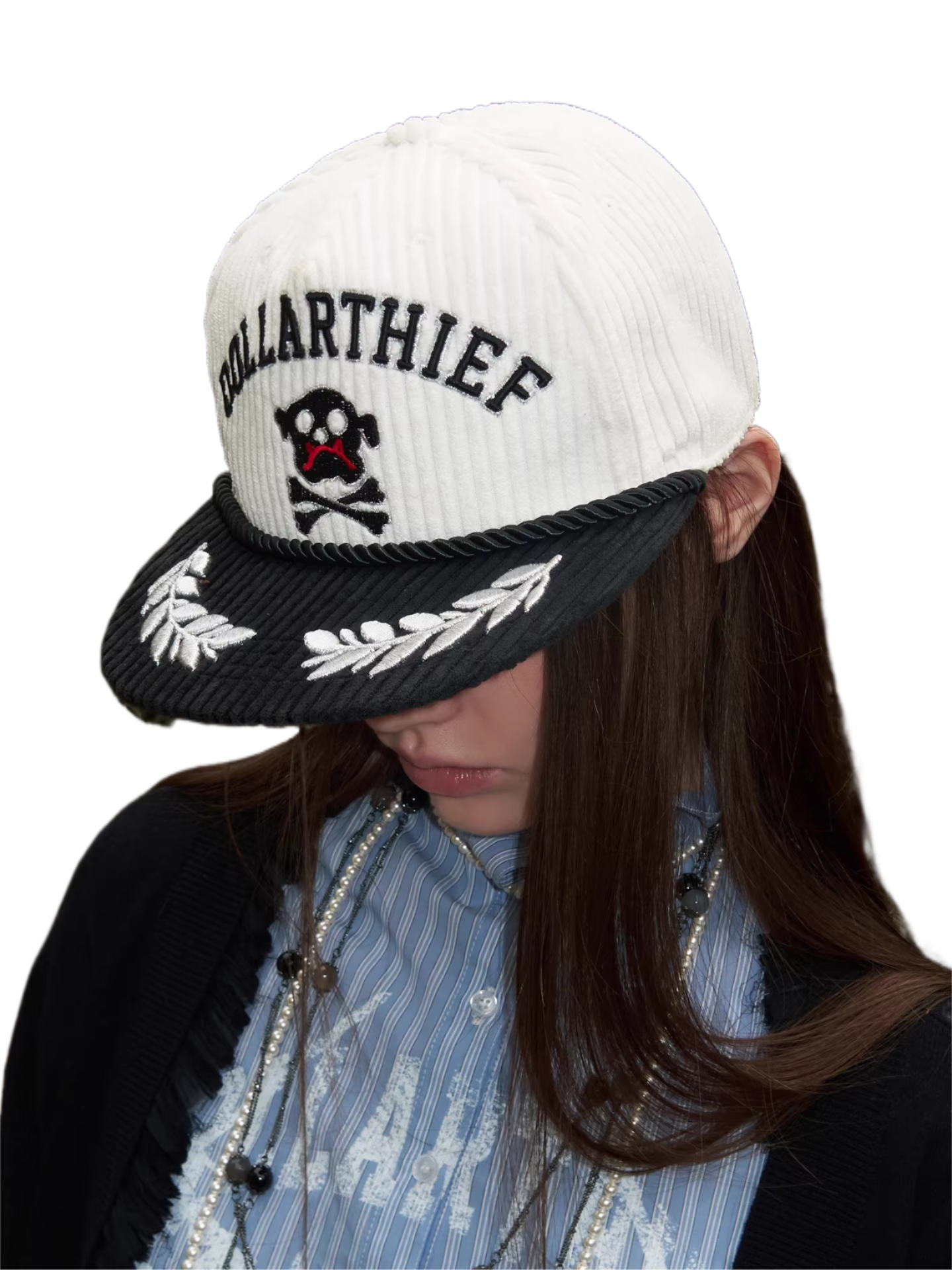 Color-Block Corduroy Embroidered Trucker Cap