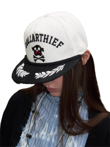 Color-Block Corduroy Embroidered Trucker Cap