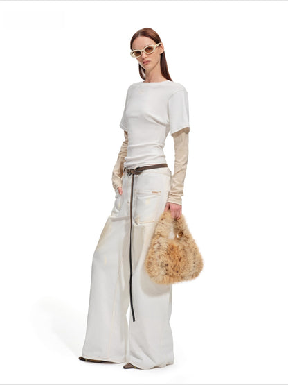 Contrast Paneled Long-Sleeve Tee