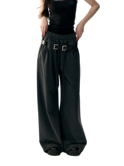 Soft Cotton Pleated Wide-Leg Pants