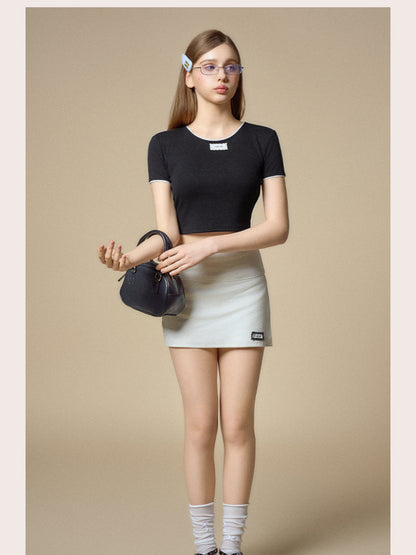 Silver High-Waist Bodycon Midi Skirt