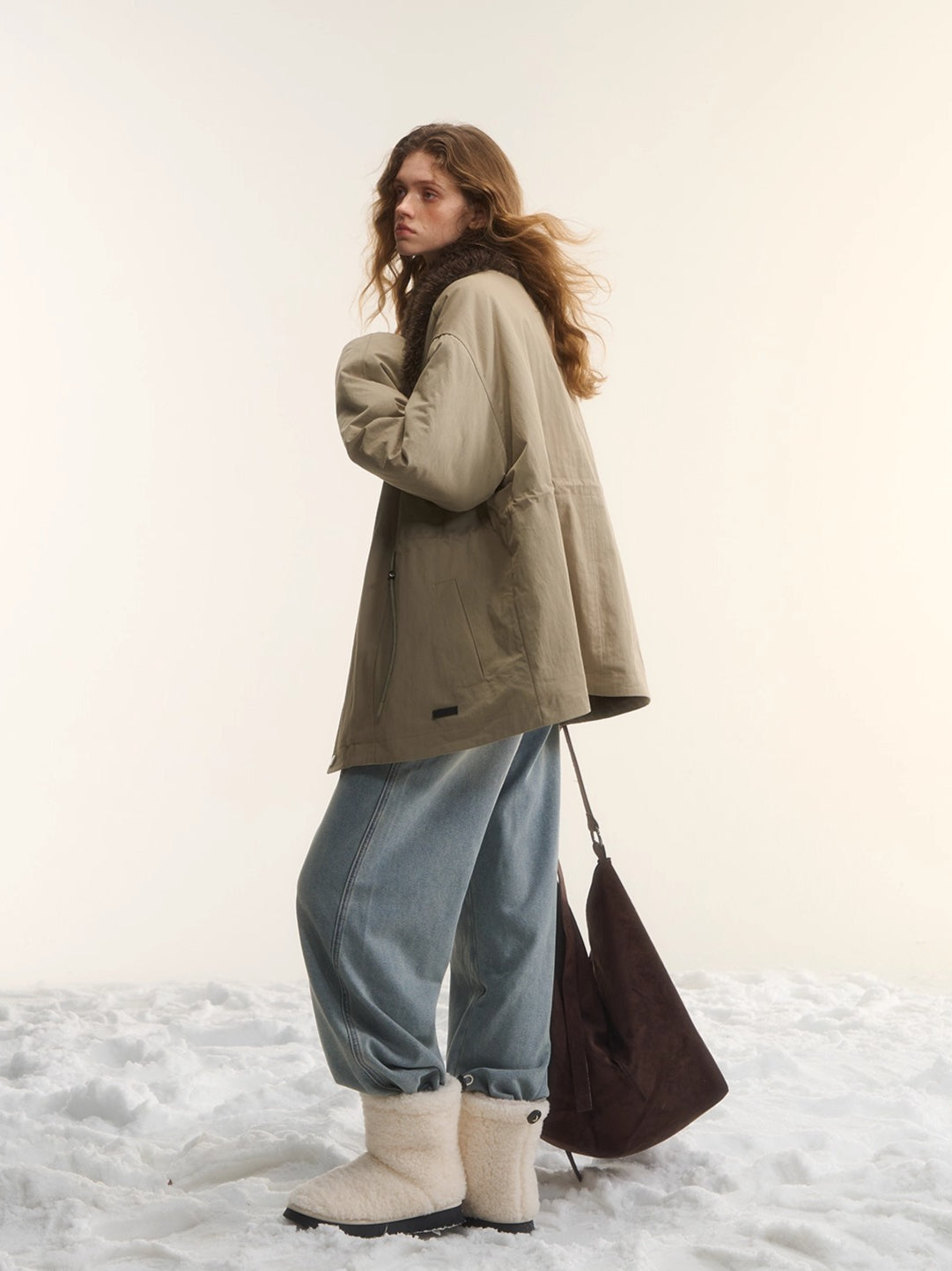 Faux-Fur Oversized Collar Jacket