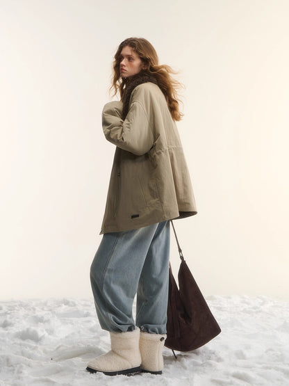 Faux-Fur Oversized Collar Jacket