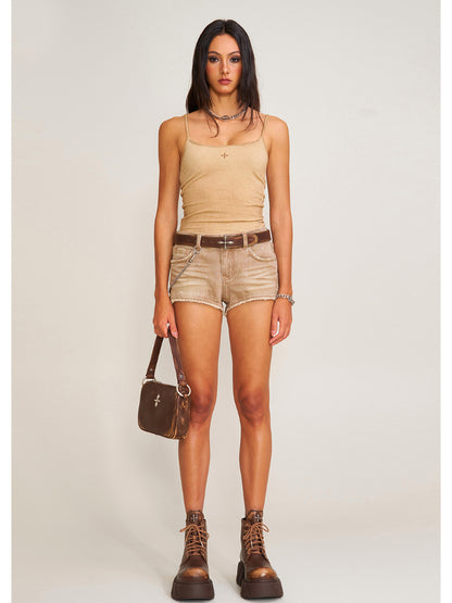 Vintage Storm Fade Dye Long Camisole Wild Horse Brown