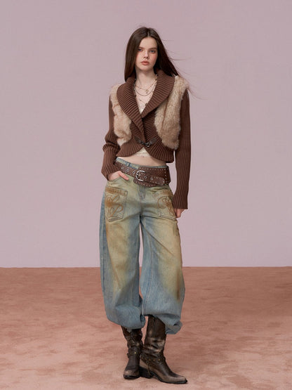 Vintage Wash Loose Denims Pants