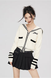 (Final Sale) Black & Off-white Patchwork Lapel Sweater - CHINASQUAD